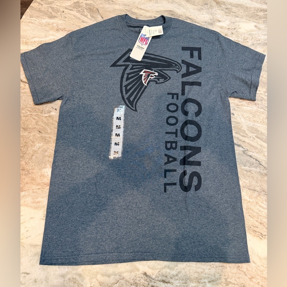 NFL Team Apparel Atlanta Falcons Football T-Shirt Gray Heather Graphic Tee NWT M